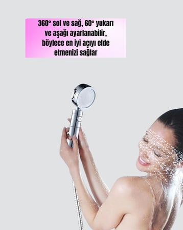 360° Ayarlanabilir Çok Fonksiyonlu Duş Başlığı