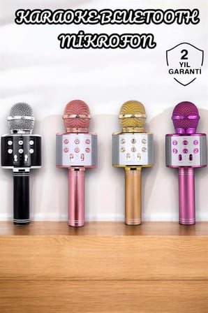Şarjlı ve Uzun Pil Ömürlü Karaoke Mikrofon USB Bellek Destekli Profesyonel Ses