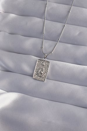 316L Çelik Zincir Gümüş Renk Lazer İşlemeli Göz Figür Tarot Kolye 5886