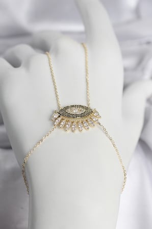 Pirinç Gold Renk Zirkon Taşlı Göz Model Kadın Şahmeran 5886