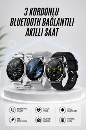 Akıllı Saat Amoled Ekran Bluetooth Bağlantılı Sesli Görüşme Nabız Ölçer