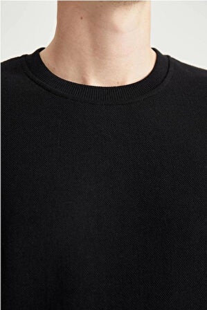 Bisiklet Yaka Şardonlu Regular Fit 2 İplik Sweatshirt