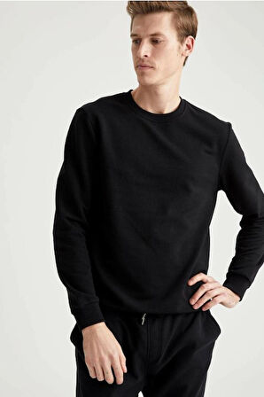 Bisiklet Yaka Şardonlu Regular Fit 2 İplik Sweatshirt