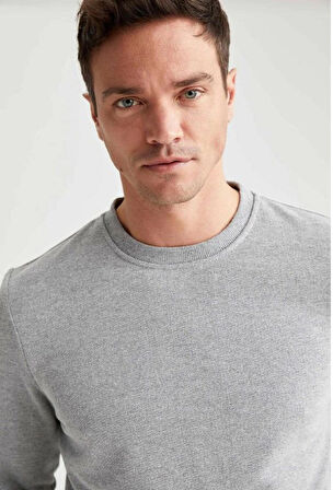 Bisiklet Yaka Şardonlu Regular Fit 2 İplik Sweatshirt