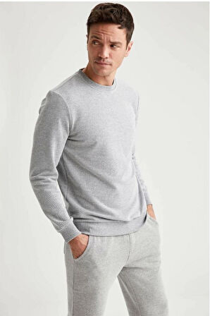 Bisiklet Yaka Şardonlu Regular Fit 2 İplik Sweatshirt