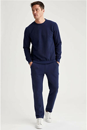 Bisiklet Yaka Şardonlu Regular Fit 2 İplik Sweatshirt