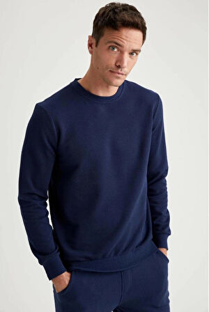 Bisiklet Yaka Şardonlu Regular Fit 2 İplik Sweatshirt