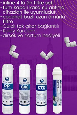 Kapalı Kasa Su Arıtma Cihazı Filtresi 4 Lü Inline Ön Filtre Seti