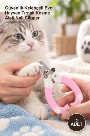 2 Adet Kilitli Kedi Köpek Tırnak Makası – Güvenlik Kelepçeli Evcil Hayvan Tırnak Kesme Aleti Nail Clipper