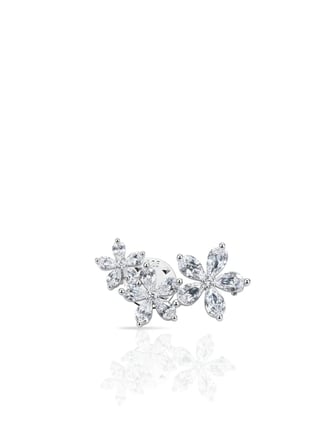 Baget Taşlı Üçlü Çiçek Gümüş Rozet 2.5x1.5 cm [OYSY254]
