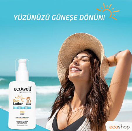 Ecowell Organik & Vegan Güneş Losyonu 30 Spf 150 ml (İlaç Saklama Kutusu Hediye)