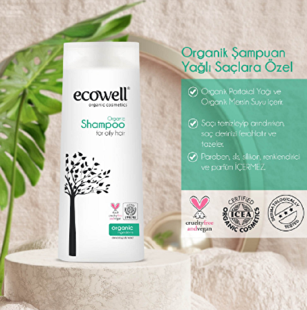 Ecowell Organik & Vegan Yağlı Saçlar İçin Şampuan 300 ml + İlaç Saklama Kutusu Hediye