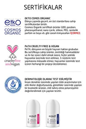 Ecowell Organik & Vegan Roll-on Kadın (75 ml) (İlaç Saklama Kutusu Hediye)