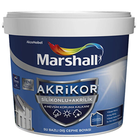 Marshall Akrikor Silikonlu + Akrilik Boya Beyaz 15 Lt (20 Kg)