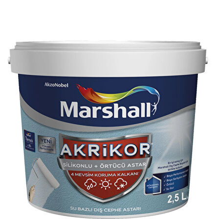 Marshall Akrikor Silikonlu Örtücü Dış Cephe Astarı 2,5 Lt (3.5 KG)