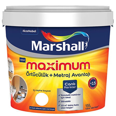 Marshall Maximum Silikonlu İpek Mat Buz Beyazı 15 Lt. (20 Kg)