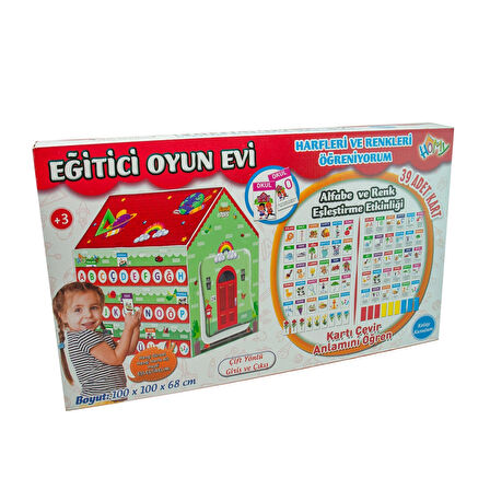 Oyun Çadırı Eğitici Oyun Evi Çift Yönlü Giriş Çıkış 100*100*68 Cm