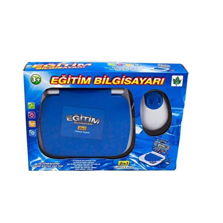 Oyuncak Eğitici Laptop Bilgisayar Türkçe-ingilizce Mavi