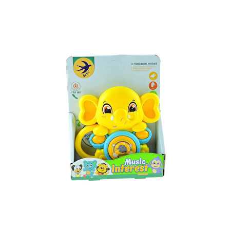 Oyuncak Sevimli Fil Davul Mini Işıklı Sesli 15cm