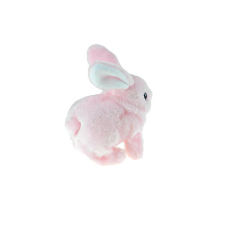 Oyuncak Tavşan Sevimli Pelüş Tavşan Pink Sesli Hareket Pilli 17Cm