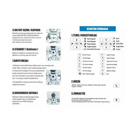 GAW--1088 Kumandalı İnteraktif Şarjlı Eğitici Eğlendirici Akıllı Büyük Robot