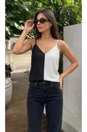KOLSUZ ASKILI V YAKA TRİKO KADIN BLUZ