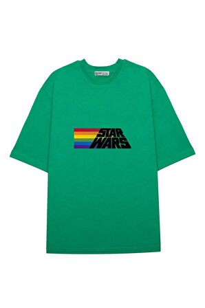 Unisex Oversize T-shirt Star Wars Rainbow Stripe Logo