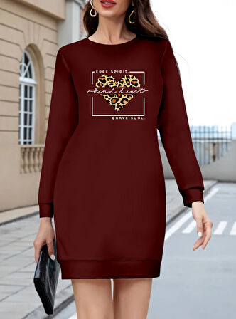 Kadın Uzun Kollu Bisiklet Yaka Desenli Viskon Iki Iplik Bluz