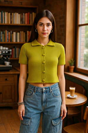 Bebe Yaka Düğmeli Bluz