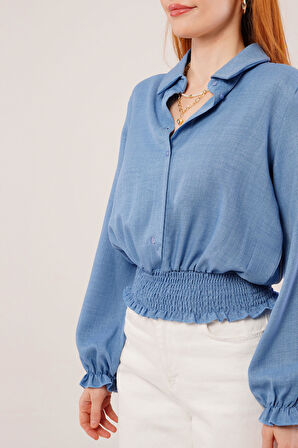 Bel Ve Bilek Lastikli Mavi Bluz