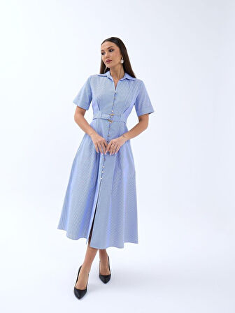 6948 ELBİSE-MAVİ BEYAZ ÇİZGİLİ