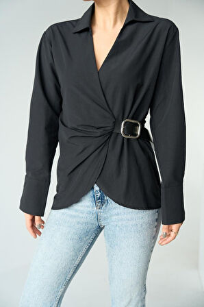 Kemerli Gömlek - Siyah