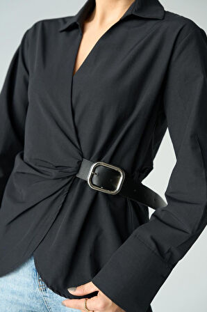 Kemerli Gömlek - Siyah