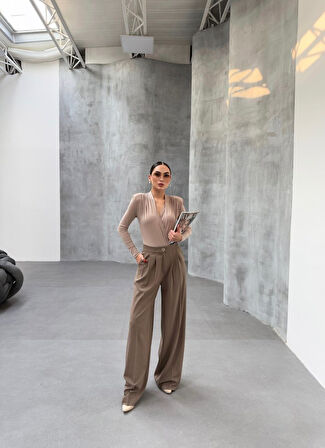 230 Gr Poly Viscose Full Lycra Pi̇leli̇ Palazzo Pantolon