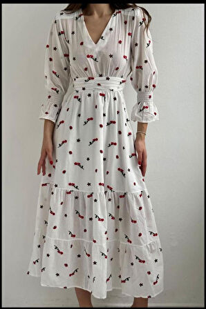 Kırmızı Gipeli Vual Elbise