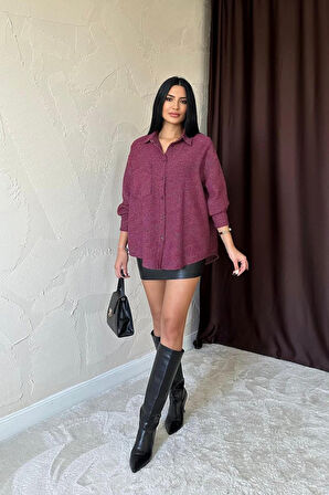 Fuşya Işıltılı Gömlek