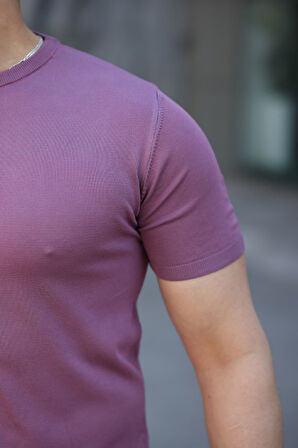 Erkek Viskon Kumaş Bisiklet Yaka Basic Tişört