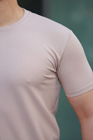 Erkek Kısa Kollu çizgi Kabartma Detaylı T-shirt
