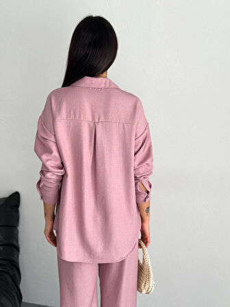 Gömlek Pantolon Ikili Takım - Toz Pembe