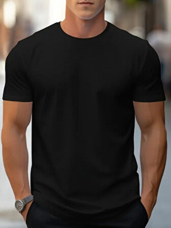 Erkek Kısa Kollu Bisiklet Yaka Iki Iplik Bluz