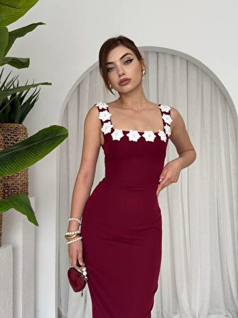 Mıng Çiçek Detaylı Elbise