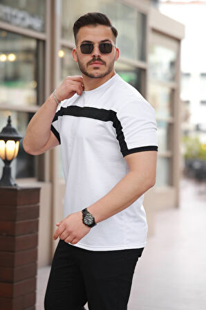 Erkek şerit Detaylı Kısa Kollu T-shirt