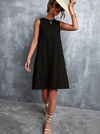 Kadın Sıfır Kol Bisiklet Yaka Aerobin Elbise