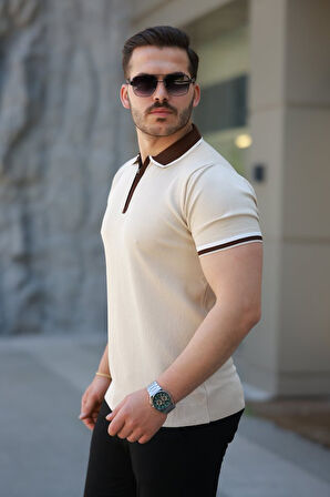 Erkek Renkli Yaka Kısa Kollu Tişört