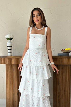 Pembe Kat Kat Arkası Bağlamalı Elbise