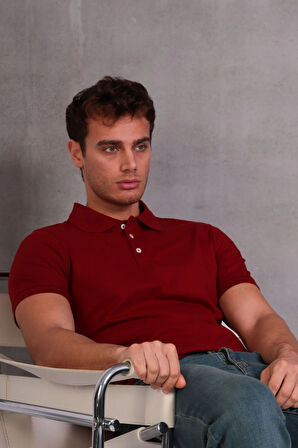 Erkek Slim Fit Pamuklu Yumuşak Doku Nefes Alan Kumaş Yakalı Tişört