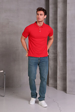 Erkek Slim Fit Pamuklu Yumuşak Doku Nefes Alan Kumaş Yakalı Tişört