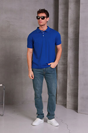 Erkek Slim Fit Pamuklu Yumuşak Doku Nefes Alan Kumaş Yakalı Tişört