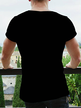 Erkekkısa Kollu Yuvarlak Yaka Desenli Viskon T-shirt