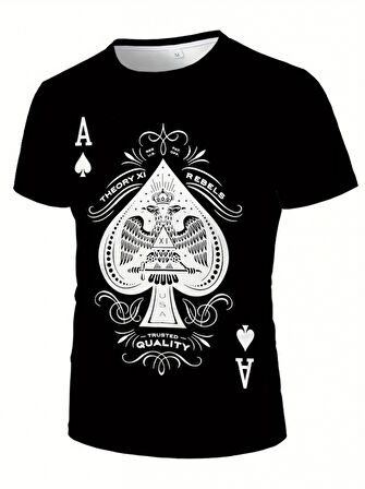 Erkekkısa Kollu Yuvarlak Yaka Desenli Viskon T-shirt